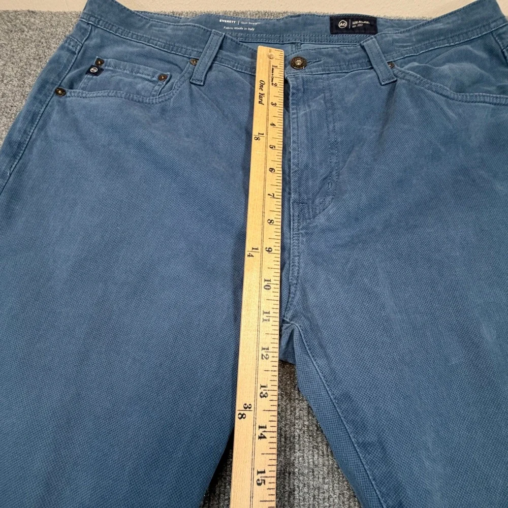 AG Adriano Goldschmied Everett Slim Straight Pants Men 36x34 Blue Italian Fabric